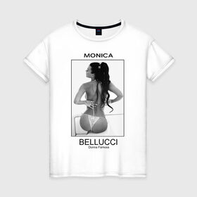 Женская футболка хлопок с принтом Моника Беллучи в Курске, 100% хлопок | прямой крой, круглый вырез горловины, длина до линии бедер, слегка спущенное плечо | monica bellucci | беллучи | моника | моника беллучи