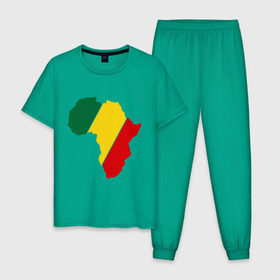 Мужская пижама хлопок с принтом Мама Африка в Курске, 100% хлопок | брюки и футболка прямого кроя, без карманов, на брюках мягкая резинка на поясе и по низу штанин
 | bob marley | reggae | раста | растаманские | растафари