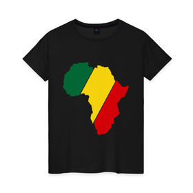 Женская футболка хлопок с принтом Мама Африка в Курске, 100% хлопок | прямой крой, круглый вырез горловины, длина до линии бедер, слегка спущенное плечо | bob marley | reggae | раста | растаманские | растафари