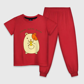 Детская пижама хлопок с принтом Ням-ням-ням в Курске, 100% хлопок |  брюки и футболка прямого кроя, без карманов, на брюках мягкая резинка на поясе и по низу штанин
 | nom nom nom | девушкам | для девушек | хомяк | хомячек