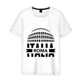 Мужская футболка хлопок с принтом Italia в Курске, 100% хлопок | прямой крой, круглый вырез горловины, длина до линии бедер, слегка спущенное плечо. | Тематика изображения на принте: italia | roma | италия | колизей | рим