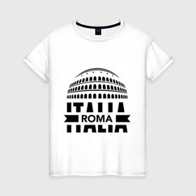 Женская футболка хлопок с принтом Italia в Курске, 100% хлопок | прямой крой, круглый вырез горловины, длина до линии бедер, слегка спущенное плечо | italia | roma | италия | колизей | рим