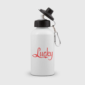Бутылка спортивная с принтом Lucky logo в Курске, металл | емкость — 500 мл, в комплекте две пластиковые крышки и карабин для крепления | lucky | счастливчик | удача