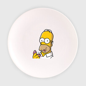 Тарелка 3D с принтом Гомер с  Пончиком в Курске, фарфор | диаметр - 210 мм
диаметр для нанесения принта - 120 мм | homer simpsons | simpsons | гомер симпсон | для влюбленных | для двоих | для пар | парные | симпсоны