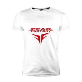 Мужская футболка премиум с принтом Fear Factory logo в Курске, 92% хлопок, 8% лайкра | приталенный силуэт, круглый вырез ворота, длина до линии бедра, короткий рукав | Тематика изображения на принте: fear factory