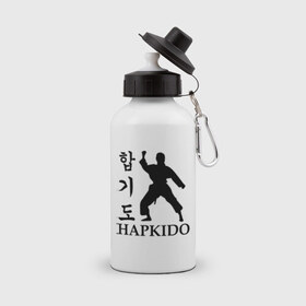 Бутылка спортивная с принтом Hapkido в Курске, металл | емкость — 500 мл, в комплекте две пластиковые крышки и карабин для крепления | 
