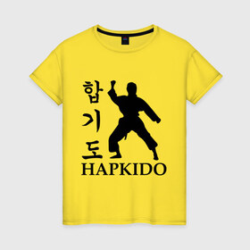 Женская футболка хлопок с принтом Hapkido в Курске, 100% хлопок | прямой крой, круглый вырез горловины, длина до линии бедер, слегка спущенное плечо | 