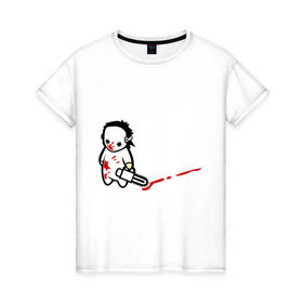 Женская футболка хлопок с принтом грустный маньяк в Курске, 100% хлопок | прямой крой, круглый вырез горловины, длина до линии бедер, слегка спущенное плечо | 