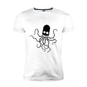 Мужская футболка премиум с принтом скелет осьминога в Курске, 92% хлопок, 8% лайкра | приталенный силуэт, круглый вырез ворота, длина до линии бедра, короткий рукав | скелет