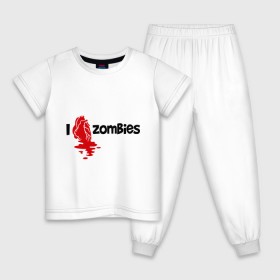 Детская пижама хлопок с принтом i love zombies(я люблю зомби) в Курске, 100% хлопок |  брюки и футболка прямого кроя, без карманов, на брюках мягкая резинка на поясе и по низу штанин
 | зомби