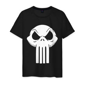 Мужская футболка хлопок с принтом Череп скелетон в Курске, 100% хлопок | прямой крой, круглый вырез горловины, длина до линии бедер, слегка спущенное плечо. | Тематика изображения на принте: skull | череп