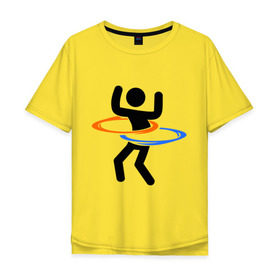 Мужская футболка хлопок Oversize с принтом Portal (Портал) хулахуп в Курске, 100% хлопок | свободный крой, круглый ворот, “спинка” длиннее передней части | portal | игры | компьютерные игры | портал