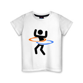 Детская футболка хлопок с принтом Portal (Портал) хулахуп в Курске, 100% хлопок | круглый вырез горловины, полуприлегающий силуэт, длина до линии бедер | Тематика изображения на принте: portal | игры | компьютерные игры | портал
