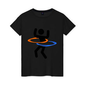 Женская футболка хлопок с принтом Portal (Портал) хулахуп в Курске, 100% хлопок | прямой крой, круглый вырез горловины, длина до линии бедер, слегка спущенное плечо | portal | игры | компьютерные игры | портал