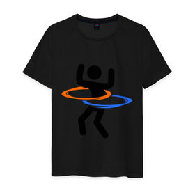 Мужская футболка хлопок с принтом Portal (Портал) хулахуп в Курске, 100% хлопок | прямой крой, круглый вырез горловины, длина до линии бедер, слегка спущенное плечо. | portal | игры | компьютерные игры | портал