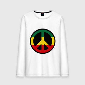 Мужской лонгслив хлопок с принтом Peace simbol в Курске, 100% хлопок |  | reggae | мир | раста | растафари