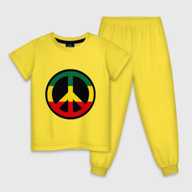 Детская пижама хлопок с принтом Peace simbol в Курске, 100% хлопок |  брюки и футболка прямого кроя, без карманов, на брюках мягкая резинка на поясе и по низу штанин
 | reggae | мир | раста | растафари