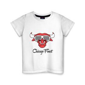 Детская футболка хлопок с принтом Chicago Finest в Курске, 100% хлопок | круглый вырез горловины, полуприлегающий силуэт, длина до линии бедер | bull | bulls | chicago bulls | swag | swag style | бык | одежда сваг | сваг | сваг стиль | свег | свог | свэг | чикаго буллз