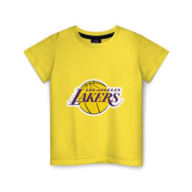 Детская футболка хлопок с принтом LA Lakers в Курске, 100% хлопок | круглый вырез горловины, полуприлегающий силуэт, длина до линии бедер | basketball | lakers | media | nba | toplanding | баскетболл | лейкерс | лого баскетбольных клубов | лос анджелес | нба