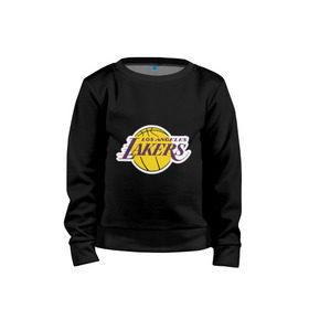 Детский свитшот хлопок с принтом LA Lakers в Курске, 100% хлопок | круглый вырез горловины, эластичные манжеты, пояс и воротник | basketball | lakers | media | nba | toplanding | баскетболл | лейкерс | лого баскетбольных клубов | лос анджелес | нба