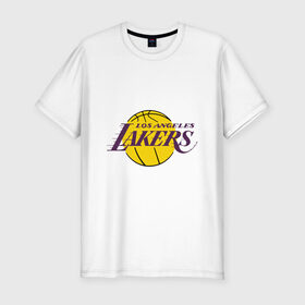 Мужская футболка премиум с принтом LA Lakers в Курске, 92% хлопок, 8% лайкра | приталенный силуэт, круглый вырез ворота, длина до линии бедра, короткий рукав | basketball | lakers | media | nba | toplanding | баскетболл | лейкерс | лого баскетбольных клубов | лос анджелес | нба
