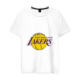Мужская футболка хлопок с принтом LA Lakers в Курске, 100% хлопок | прямой крой, круглый вырез горловины, длина до линии бедер, слегка спущенное плечо. | Тематика изображения на принте: basketball | lakers | media | nba | toplanding | баскетболл | лейкерс | лого баскетбольных клубов | лос анджелес | нба