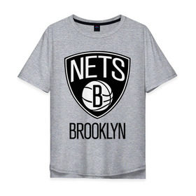 Мужская футболка хлопок Oversize с принтом Nets Brooklyn в Курске, 100% хлопок | свободный крой, круглый ворот, “спинка” длиннее передней части | бруклин