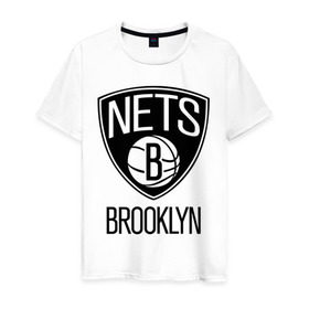 Мужская футболка хлопок с принтом Nets Brooklyn в Курске, 100% хлопок | прямой крой, круглый вырез горловины, длина до линии бедер, слегка спущенное плечо. | Тематика изображения на принте: бруклин