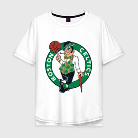 Мужская футболка хлопок Oversize с принтом Boston в Курске, 100% хлопок | свободный крой, круглый ворот, “спинка” длиннее передней части | Тематика изображения на принте: basketball | nba | баскетболл | бостон | лого баскетбольных клубов | нба
