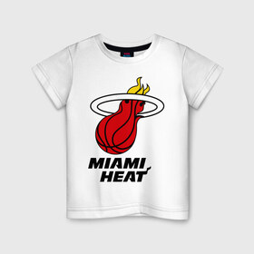Детская футболка хлопок с принтом Miami Heat-logo в Курске, 100% хлопок | круглый вырез горловины, полуприлегающий силуэт, длина до линии бедер | basketball | nba | баскетболл | лого баскетбольных клубов | майами | нба