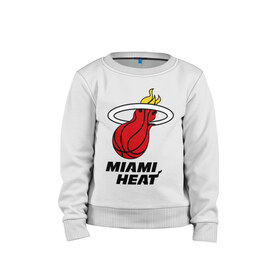 Детский свитшот хлопок с принтом Miami Heat-logo в Курске, 100% хлопок | круглый вырез горловины, эластичные манжеты, пояс и воротник | basketball | nba | баскетболл | лого баскетбольных клубов | майами | нба