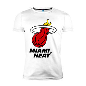 Мужская футболка премиум с принтом Miami Heat-logo в Курске, 92% хлопок, 8% лайкра | приталенный силуэт, круглый вырез ворота, длина до линии бедра, короткий рукав | Тематика изображения на принте: basketball | nba | баскетболл | лого баскетбольных клубов | майами | нба