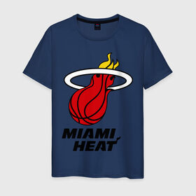 Мужская футболка хлопок с принтом Miami Heat-logo в Курске, 100% хлопок | прямой крой, круглый вырез горловины, длина до линии бедер, слегка спущенное плечо. | Тематика изображения на принте: basketball | nba | баскетболл | лого баскетбольных клубов | майами | нба