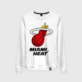 Женский свитшот хлопок с принтом Miami Heat-logo в Курске, 100% хлопок | прямой крой, круглый вырез, на манжетах и по низу широкая трикотажная резинка  | basketball | nba | баскетболл | лого баскетбольных клубов | майами | нба