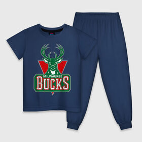 Детская пижама хлопок с принтом Milwaukee Bucks - logo в Курске, 100% хлопок |  брюки и футболка прямого кроя, без карманов, на брюках мягкая резинка на поясе и по низу штанин
 | basketball | nba | баскетболл | лого баскетбольных клубов | нба