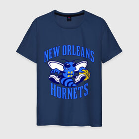 Мужская футболка хлопок с принтом New Orleans Hornets в Курске, 100% хлопок | прямой крой, круглый вырез горловины, длина до линии бедер, слегка спущенное плечо. | basketball | nba | баскетболл | лого баскетбольных клубов | нба | новый орлеан