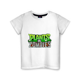 Детская футболка хлопок с принтом Plants vs zombies в Курске, 100% хлопок | круглый вырез горловины, полуприлегающий силуэт, длина до линии бедер | Тематика изображения на принте: plants | zombies | игры