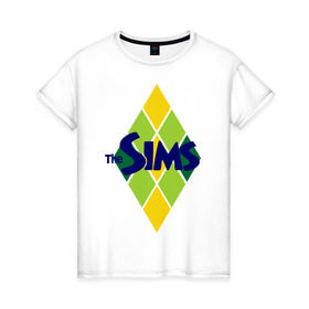 Женская футболка хлопок с принтом The Sims rhombus в Курске, 100% хлопок | прямой крой, круглый вырез горловины, длина до линии бедер, слегка спущенное плечо | игры | компьютерные игры | симс | симы