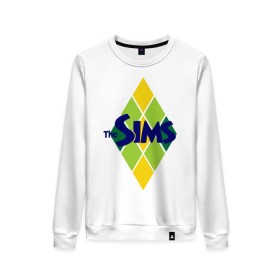 Женский свитшот хлопок с принтом The Sims rhombus в Курске, 100% хлопок | прямой крой, круглый вырез, на манжетах и по низу широкая трикотажная резинка  | игры | компьютерные игры | симс | симы