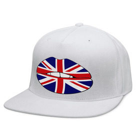Кепка снепбек с прямым козырьком с принтом Britain lips в Курске, хлопок 100% |  | england | great britain | lips | англия | британия | британский флаг | великобритания | губы | поцелуй