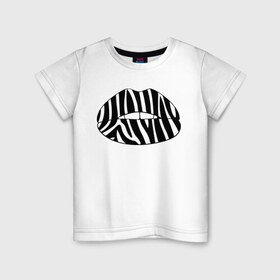 Детская футболка хлопок с принтом Zebra lips в Курске, 100% хлопок | круглый вырез горловины, полуприлегающий силуэт, длина до линии бедер | Тематика изображения на принте: lips | губы | зебра | поцелуй