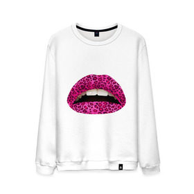Мужской свитшот хлопок с принтом Pink leopard lips в Курске, 100% хлопок |  | Тематика изображения на принте: lips | губы | леопард | помада | поцелуй
