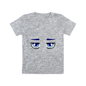 Детская футболка хлопок с принтом Синие аниме глаза в Курске, 100% хлопок | круглый вырез горловины, полуприлегающий силуэт, длина до линии бедер | Тематика изображения на принте: anime | аниме | взгляд | глаза | лицо | синие глаза