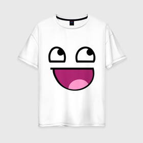 Женская футболка хлопок Oversize с принтом Улыбчивый мем в Курске, 100% хлопок | свободный крой, круглый ворот, спущенный рукав, длина до линии бедер
 | интернет мемы | интернет приколы | мем | мемы | приколы | улыбка