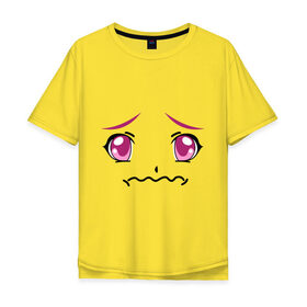 Мужская футболка хлопок Oversize с принтом Розовые аниме глаза в Курске, 100% хлопок | свободный крой, круглый ворот, “спинка” длиннее передней части | anime | аниме | взгляд | глаза | лицо | розовые глаза