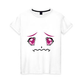 Женская футболка хлопок с принтом Розовые аниме глаза в Курске, 100% хлопок | прямой крой, круглый вырез горловины, длина до линии бедер, слегка спущенное плечо | anime | аниме | взгляд | глаза | лицо | розовые глаза