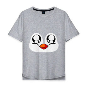 Мужская футболка хлопок Oversize с принтом Морда пингвина в Курске, 100% хлопок | свободный крой, круглый ворот, “спинка” длиннее передней части | пингвин