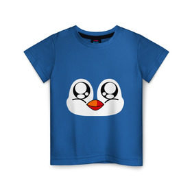 Детская футболка хлопок с принтом Морда пингвина в Курске, 100% хлопок | круглый вырез горловины, полуприлегающий силуэт, длина до линии бедер | пингвин