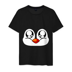 Мужская футболка хлопок с принтом Морда пингвина в Курске, 100% хлопок | прямой крой, круглый вырез горловины, длина до линии бедер, слегка спущенное плечо. | Тематика изображения на принте: пингвин