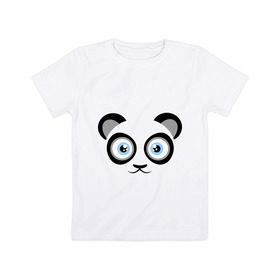 Детская футболка хлопок с принтом Мордочка панды в Курске, 100% хлопок | круглый вырез горловины, полуприлегающий силуэт, длина до линии бедер | Тематика изображения на принте: панда
